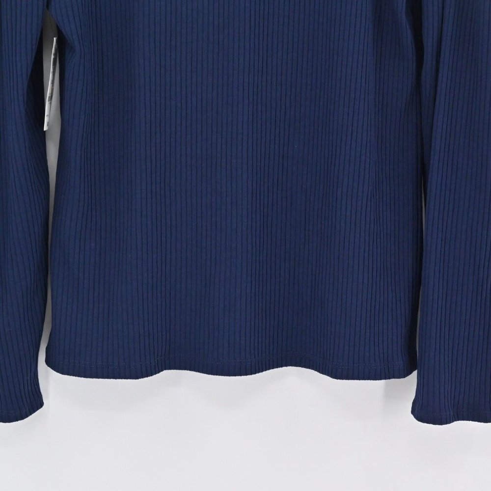 NEW INC INTERNATIONAL CONCEPTS Womens Navy Ribbed Puff Sleeve Top V-Neck Size XL - Picture 7 of 10